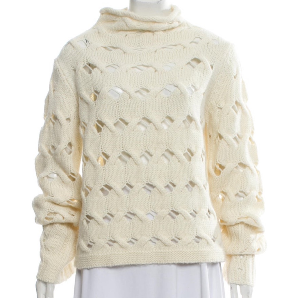 Inhabit Cream Cable Knit Cowl Neck Sweater